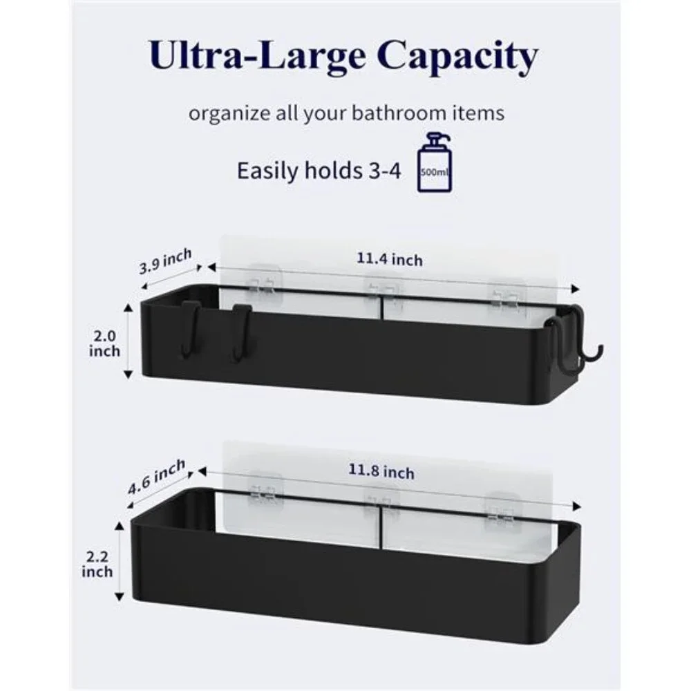 Large Shower Caddy 2 Pack Adhesive Bathroom Organizer Rustproof Stainless Steel